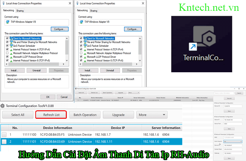 Cấu hình địa chỉ IP thiết bị Âm Thanh Di Tản IP RH-Audio